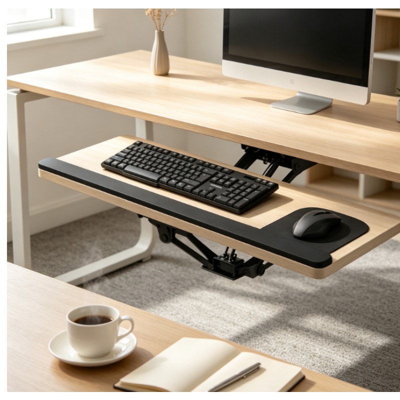 Home Office Desk With Drawers - Выдвижная подставка для клавиатуры под стол