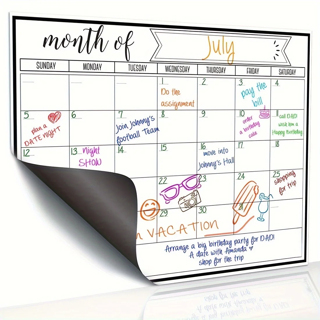Magnetic Calendar Board - Магнитная доска-календарь на месяц, многоразовая доска-планировщик