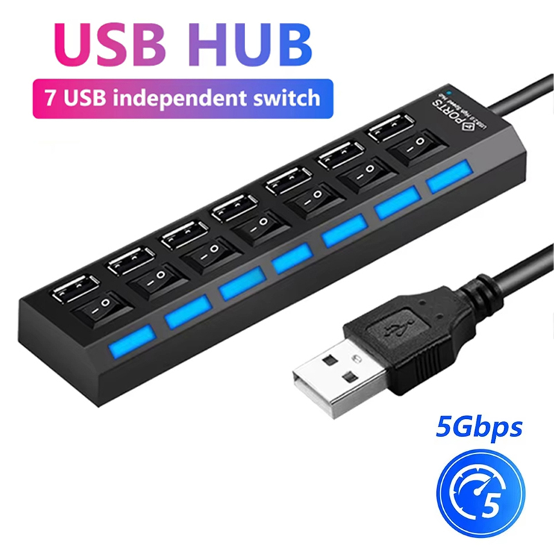 Home Office Pc - 7-портовый USB 2.0-хаб-разветвитель для ноутбуков и